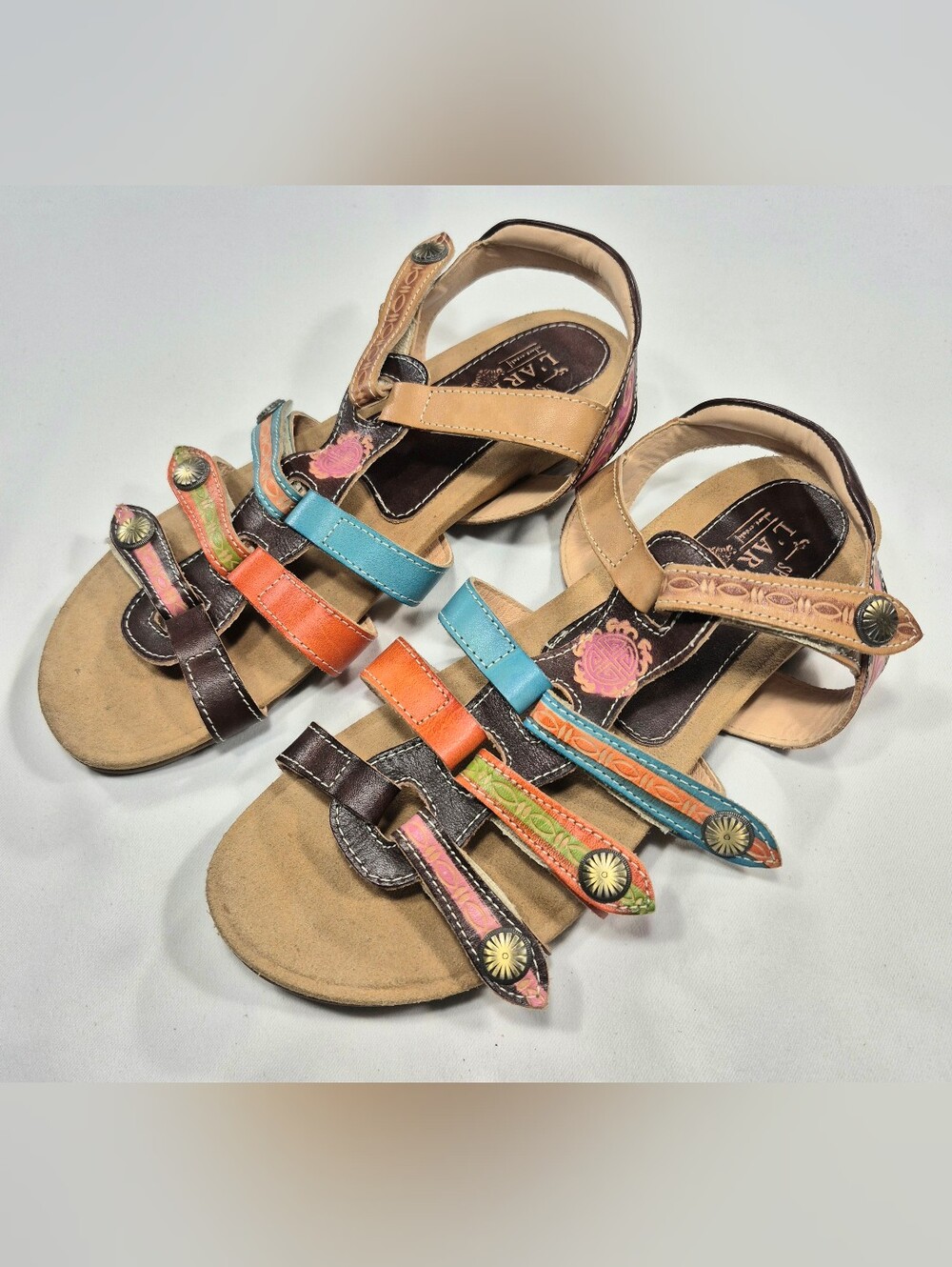 L'Artiste Leather Women’s Multicolor Strappy Comfort Sandals Size 40